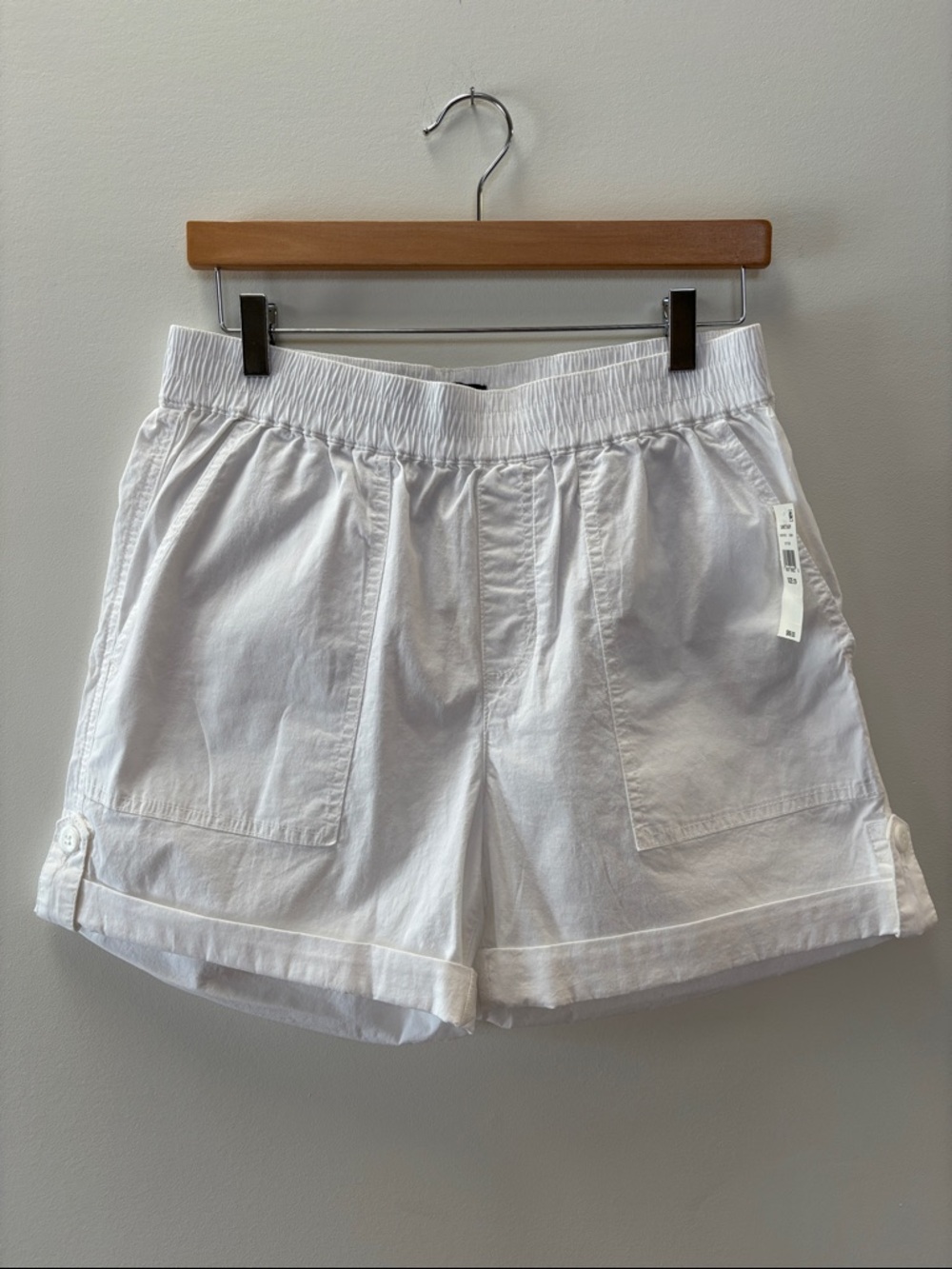Sanctuary White Elastic-Waist Utility Shorts